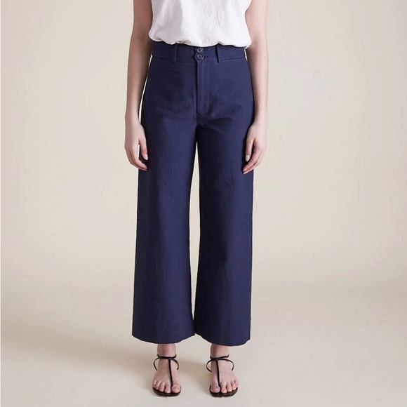 APIECE APART Classic Merida High Waist Wide Leg Pant Navy Business Casual Size 8 - Picture 1 of 15